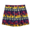 Sunset Hibiscus Palm Tree Pattern Print Mesh Shorts