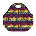 Sunset Hibiscus Palm Tree Pattern Print Neoprene Lunch Bag