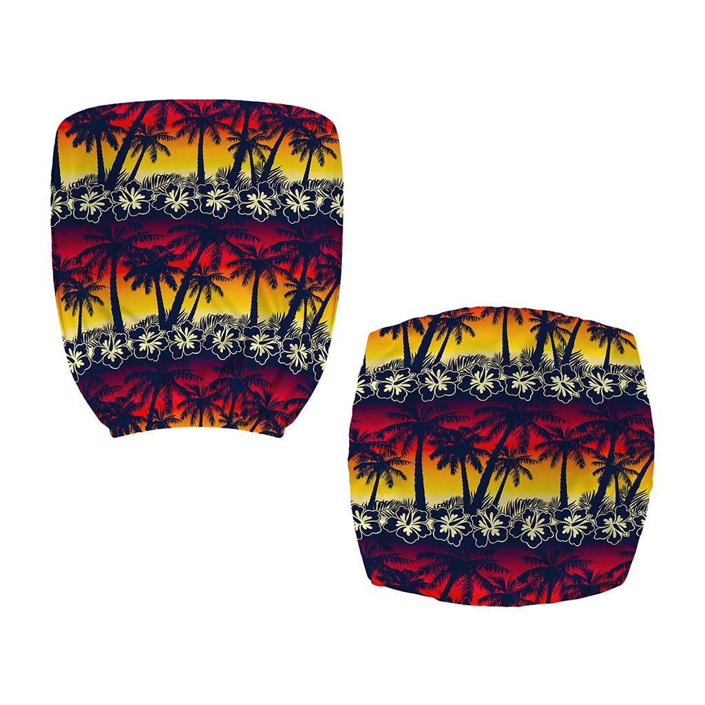 Sunset Hibiscus Palm Tree Pattern Print Office Chair Cover