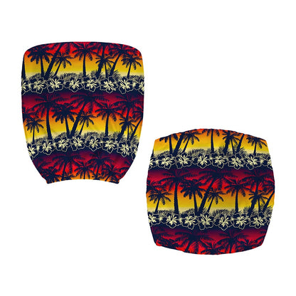 Sunset Hibiscus Palm Tree Pattern Print Office Chair Cover