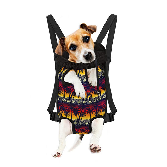 Sunset Hibiscus Palm Tree Pattern Print Pet Carrier Backpack