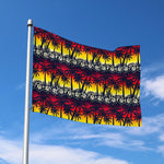 Sunset Hibiscus Palm Tree Pattern Print Polyester Flag