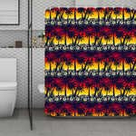 Sunset Hibiscus Palm Tree Pattern Print Polyester Shower Curtain