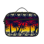 Sunset Hibiscus Palm Tree Pattern Print Portable Lunch Bag