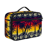 Sunset Hibiscus Palm Tree Pattern Print Portable Lunch Bag