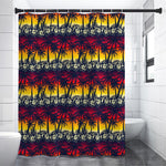 Sunset Hibiscus Palm Tree Pattern Print Premium Shower Curtain