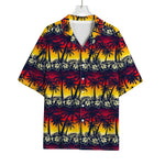 Sunset Hibiscus Palm Tree Pattern Print Rayon Hawaiian Shirt