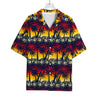 Sunset Hibiscus Palm Tree Pattern Print Rayon Hawaiian Shirt