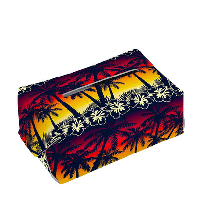 Sunset Hibiscus Palm Tree Pattern Print Rectangle Tissue Box Cover