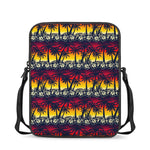 Sunset Hibiscus Palm Tree Pattern Print Rectangular Crossbody Bag