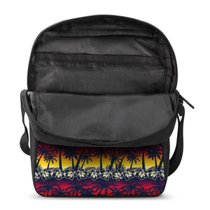 Sunset Hibiscus Palm Tree Pattern Print Rectangular Crossbody Bag