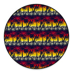 Sunset Hibiscus Palm Tree Pattern Print Round Floor Mat
