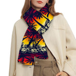 Sunset Hibiscus Palm Tree Pattern Print Scarf