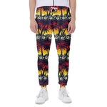 Sunset Hibiscus Palm Tree Pattern Print Scuba Joggers