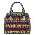 Sunset Hibiscus Palm Tree Pattern Print Shoulder Handbag