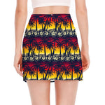 Sunset Hibiscus Palm Tree Pattern Print Side Slit Mini Skirt