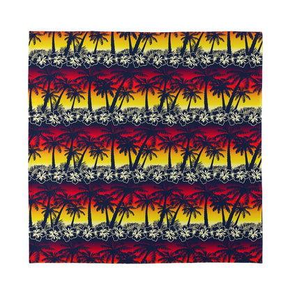 Sunset Hibiscus Palm Tree Pattern Print Silk Bandana