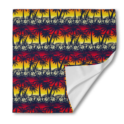 Sunset Hibiscus Palm Tree Pattern Print Silk Bandana