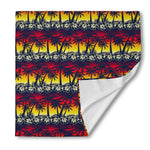 Sunset Hibiscus Palm Tree Pattern Print Silk Bandana