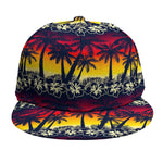Sunset Hibiscus Palm Tree Pattern Print Snapback Cap