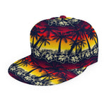 Sunset Hibiscus Palm Tree Pattern Print Snapback Cap