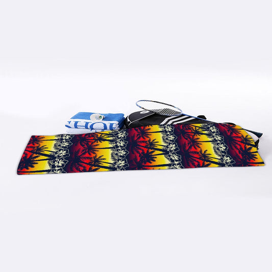 Sunset Hibiscus Palm Tree Pattern Print Sports Towel