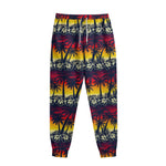 Sunset Hibiscus Palm Tree Pattern Print Sweatpants