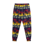 Sunset Hibiscus Palm Tree Pattern Print Sweatpants