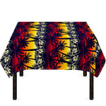 Sunset Hibiscus Palm Tree Pattern Print Tablecloth