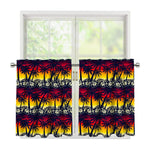 Sunset Hibiscus Palm Tree Pattern Print Tier Curtains