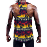 Sunset Hibiscus Palm Tree Pattern Print Training Tank Top