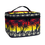 Sunset Hibiscus Palm Tree Pattern Print Travel Makeup Bag
