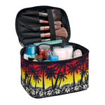 Sunset Hibiscus Palm Tree Pattern Print Travel Makeup Bag