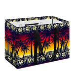 Sunset Hibiscus Palm Tree Pattern Print Utility Tote Bag