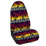 Sunset Hibiscus Palm Tree Pattern Print Waterproof Car Seat Cover