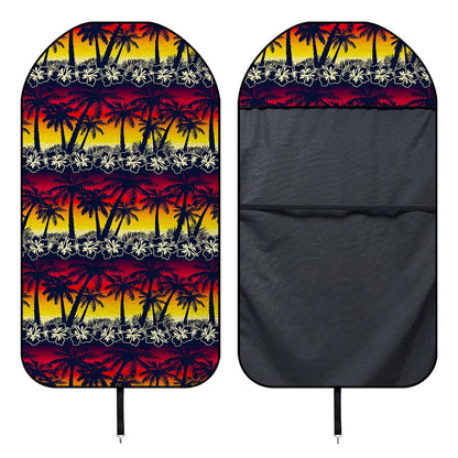 Sunset Hibiscus Palm Tree Pattern Print Waterproof Car Seat Cover