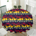 Sunset Hibiscus Palm Tree Pattern Print Waterproof Round Tablecloth