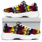 Sunset Hibiscus Palm Tree Pattern Print White Chunky Shoes