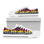 Sunset Hibiscus Palm Tree Pattern Print White Low Top Sneakers