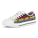 Sunset Hibiscus Palm Tree Pattern Print White Low Top Sneakers