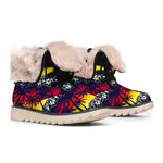 Sunset Hibiscus Palm Tree Pattern Print Winter Boots