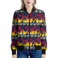 Sunset Hibiscus Palm Tree Pattern Print Women's Bomber Jacket
