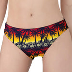 Sunset Hibiscus Palm Tree Pattern Print Women's Panties