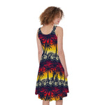 Sunset Hibiscus Palm Tree Pattern Print Women's Sleeveless Dress