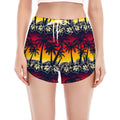 Sunset Hibiscus Palm Tree Pattern Print Women's Split Running Shorts