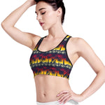 Sunset Hibiscus Palm Tree Pattern Print Women's Sports Bra