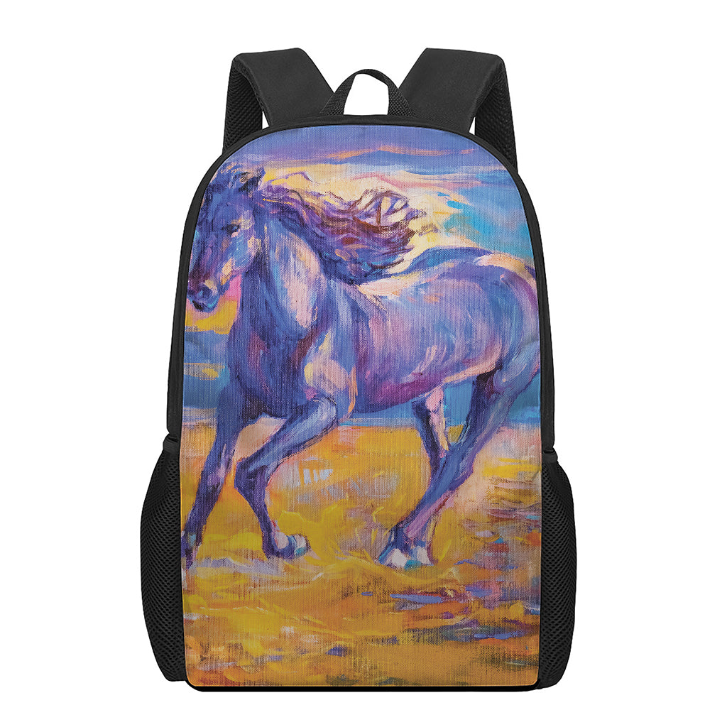 Sunset Horse Painting Print 17 Inch Backpack