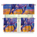 Sunset Horse Painting Print 3 Piece Kitchen Curtains