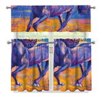 Sunset Horse Painting Print 3 Piece Kitchen Curtains