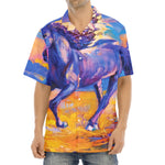 Sunset Horse Painting Print Aloha Shirt